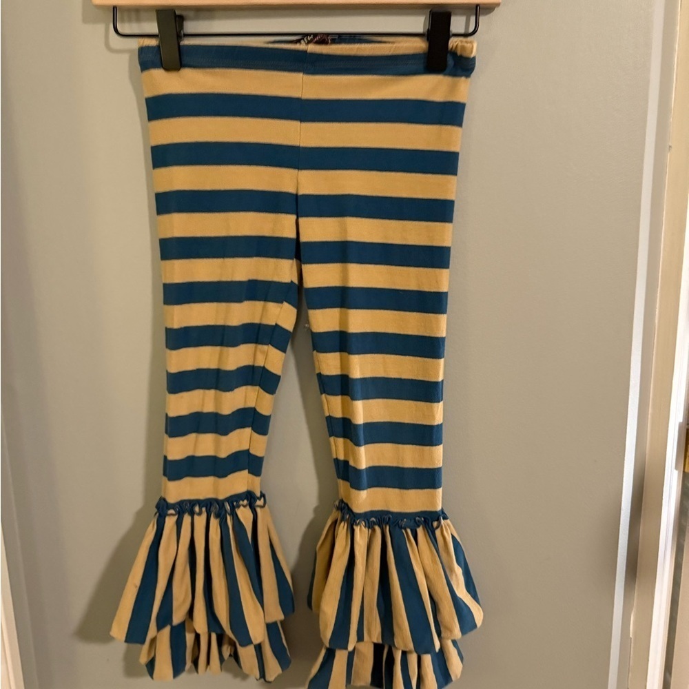 Mustard Pie Striped Ruffle Leggings